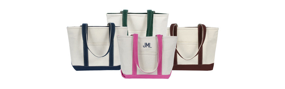 Personalized Zipper Top Boat Totes